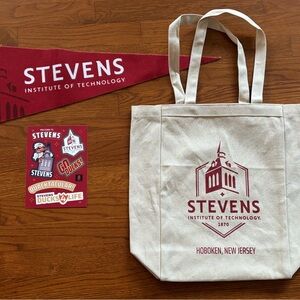Brand New Stevens Institute of Technology Canvas Tote Bag and Pennant Set
